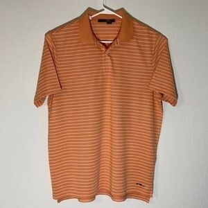 Fila Men's Polo Shirt in Orange and White Stripes